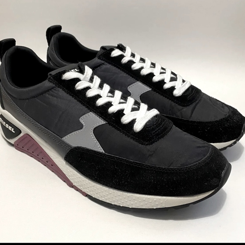 Diesel Men’s SKB S-kb Low Lace Il Sneakers, Dark Shadow/Black/Purple/Size US 9